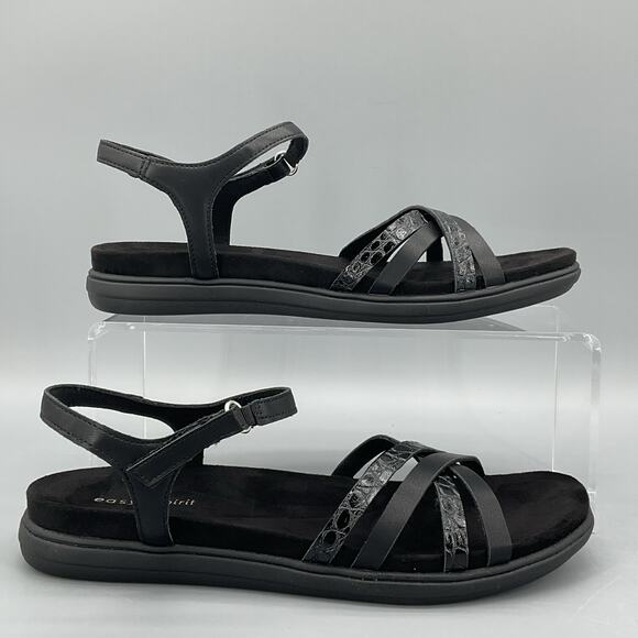 NEW Easy Spirit Women’s Dottle Ankle Strap Comfort Sandals Black Size 9.5M - Picture 1 of 10
